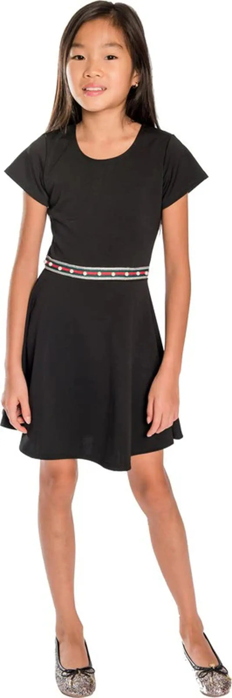 KIDS STRIPE DRESS with PEARLS