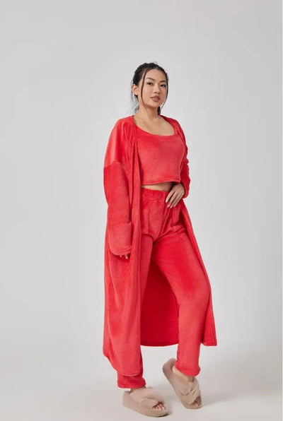 Cozy Pajama Set, 3 Piece Lounge Set, Cute Loungewear, Warm Suit Sets, Matching Set, Lounge Set, 3 Piece Pant Sets, Women Winter Dress - Abysaz Kollectionz