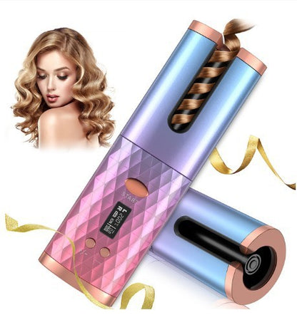 Rechargeable Automatic Hair Curler Women Portable Hair Curling Iron LCD Display Ceramic Curly Rotating Curling Wave Styer Abysaz Kollectionz