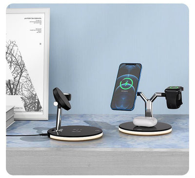 Compatible with Apple, 3 In 1 Magnetic Wireless Charger 15W Fast Charging Station For Magsafe Chargers Abysaz Kollectionz