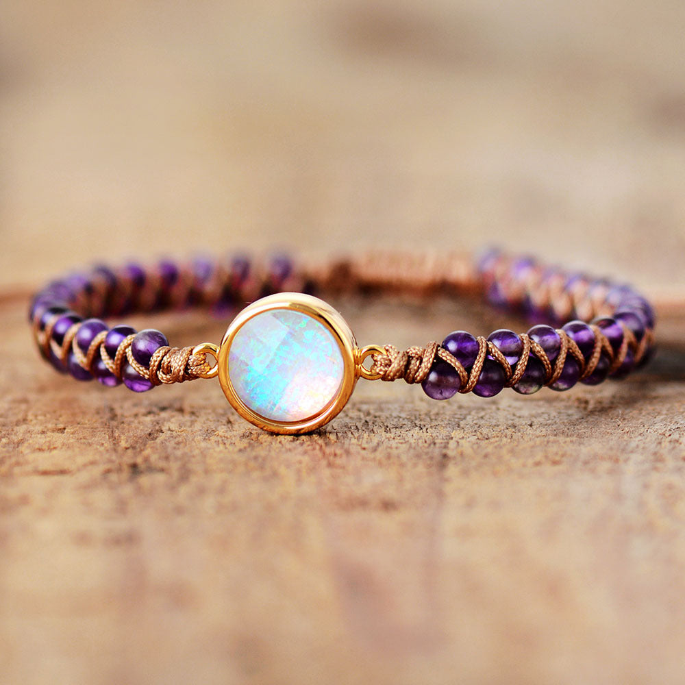 Stone Wrap Bracelets Femme Amethysts Opal String Braided Yoga Friendship Bracelet Bangle Bohemian Jewellery - Abysaz Kollectionz