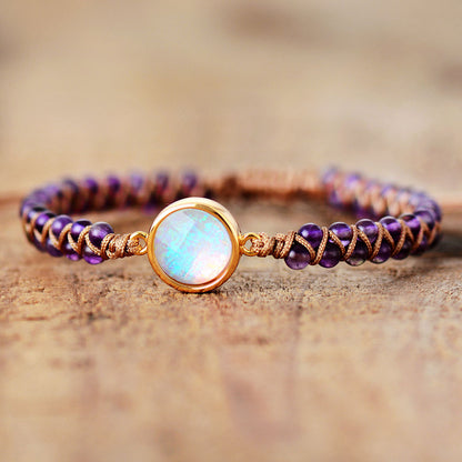 Stone Wrap Bracelets Femme Amethysts Opal String Braided Yoga Friendship Bracelet Bangle Bohemian Jewellery - Abysaz Kollectionz