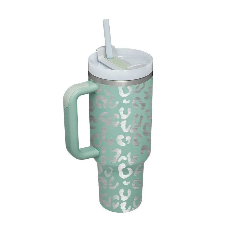 40 Oz Tumbler With Handle Straw Insulated, Stainless Steel Spill Proof Vacuum Coffee Cup Tumbler With Lid Tapered Mug Gifts For Valentine Lover Suitable For Car Gym Office Travel - Abysaz Kollectionz