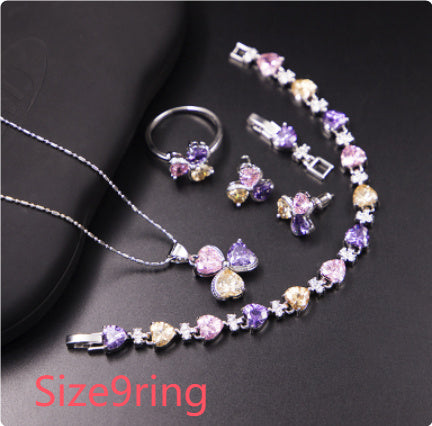 Clover Zircon Diamond Jewellery Set Women - Abysaz Kollectionz