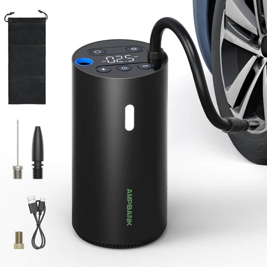 AMPBANK AT004 Smart Portable Tire Air Pump For Cars, Motorcycles, Bicycles And Balls With Pressure Gauge And LED Screen For Fast Inflation Abysaz Kollectionz