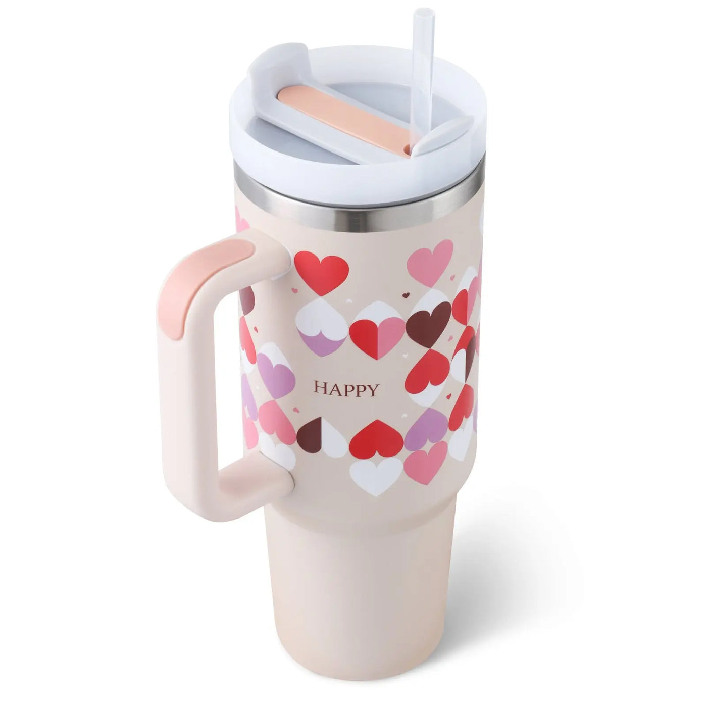 40 Oz Tumbler With Handle Straw Insulated, Stainless Steel Spill Proof Vacuum Coffee Cup Tumbler With Lid Tapered Mug Gifts For Valentine Lover Suitable For Car Gym Office Travel - Abysaz Kollectionz