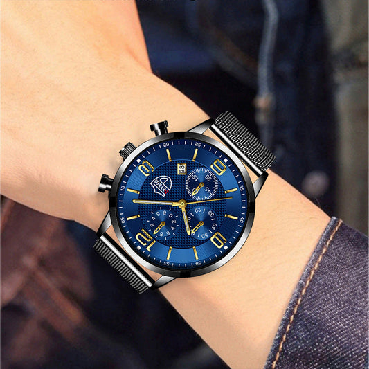 Men's Calendar Watch Business Stainless Steel Luminous Quartz Wrist Watch Abysaz Kollectionz