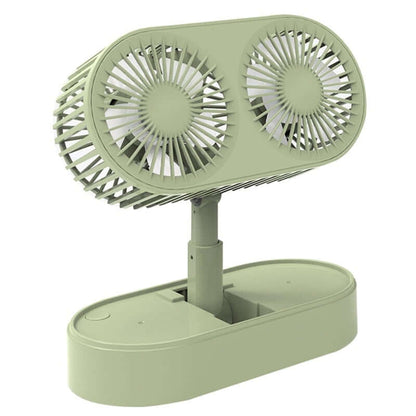 Desktop Small Fans Folding Telescopic 3 File Mini Table Fan Portable Dual Motor USB Rechargeable Cooling Electric Fan - Abysaz Kollectionz