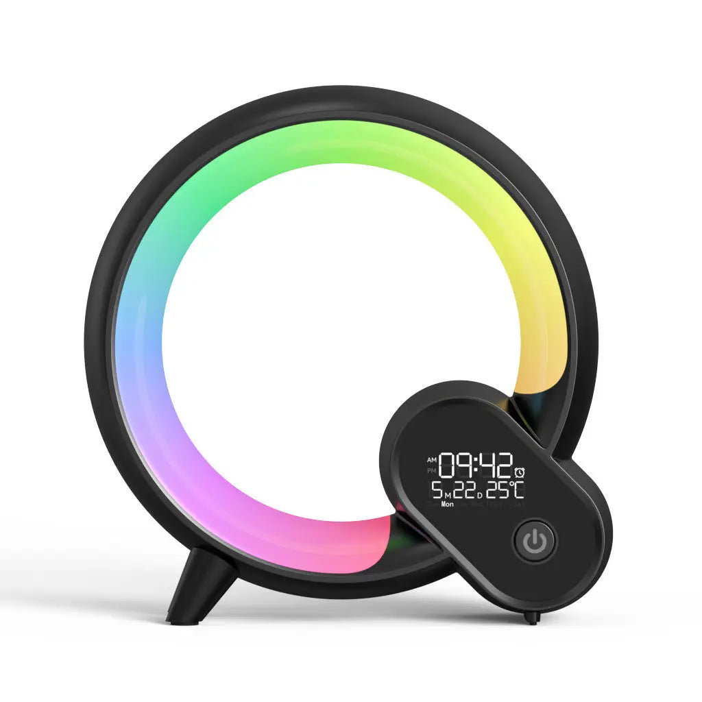 Creative Q Light Analog Sunrise Digital Display Alarm Clock Bluetooth Audio Intelligent Wake-up Q Colorful Atmosphere Light - Abysaz Kollectionz