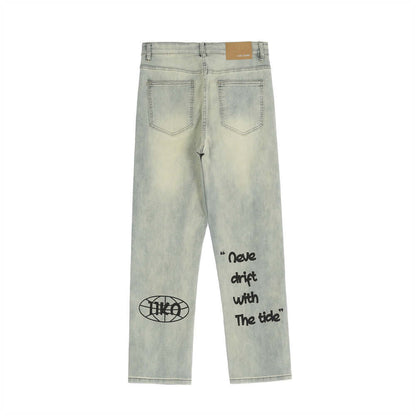 Printed Washed Worn Jeans Men - Abysaz Kollectionz