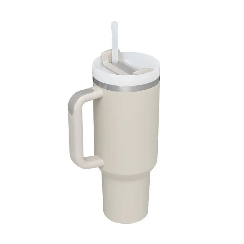 40 Oz Tumbler With Handle Straw Insulated, Stainless Steel Spill Proof Vacuum Coffee Cup Tumbler With Lid Tapered Mug Gifts For Valentine Lover Suitable For Car Gym Office Travel - Abysaz Kollectionz