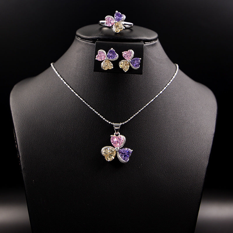 Clover Zircon Diamond Jewellery Set Women Abysaz Kollectionz