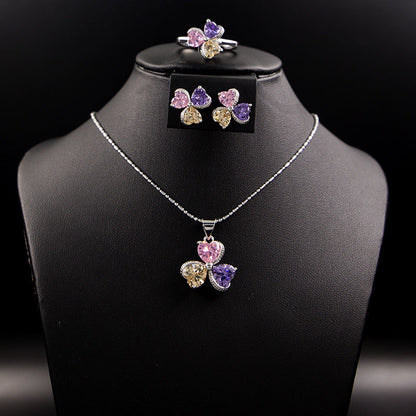 Clover Zircon Diamond Jewellery Set Women Abysaz Kollectionz
