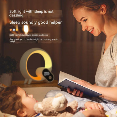 Creative Q Light Analog Sunrise Digital Display Alarm Clock Bluetooth Audio Intelligent Wake-up Q Colorful Atmosphere Light Abysaz Kollectionz