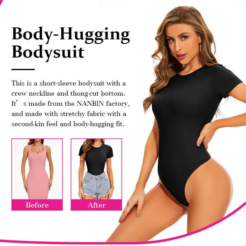 Women Second Skin Feeling Body Shaper Crew Neck Short Sleeve