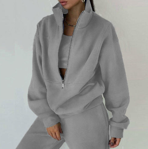 Women's Fashion Fleece Solid Color Sports Casual Suit Abysaz Kollectionz