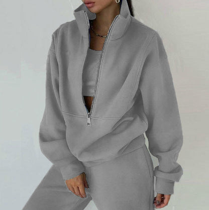 Women's Fashion Fleece Solid Color Sports Casual Suit Abysaz Kollectionz