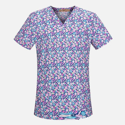 Men's And Women's V-neck Printed Surgical Clothes, Hand Washing Clothes, Work Clothes, Short Sleeves Abysaz Kollectionz
