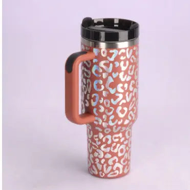 40 Oz Tumbler With Handle Straw Insulated, Stainless Steel Spill Proof Vacuum Coffee Cup Tumbler With Lid Tapered Mug Gifts For Valentine Lover Suitable For Car Gym Office Travel - Abysaz Kollectionz