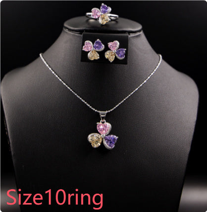 Clover Zircon Diamond Jewellery Set Women - Abysaz Kollectionz
