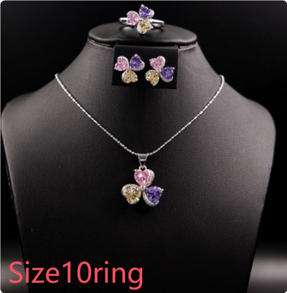 Clover Zircon Diamond Jewellery Set Women - Abysaz Kollectionz
