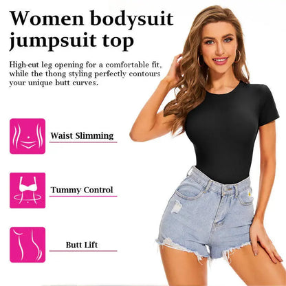 Women Second Skin Feeling Body Shaper Crew Neck Short Sleeve
