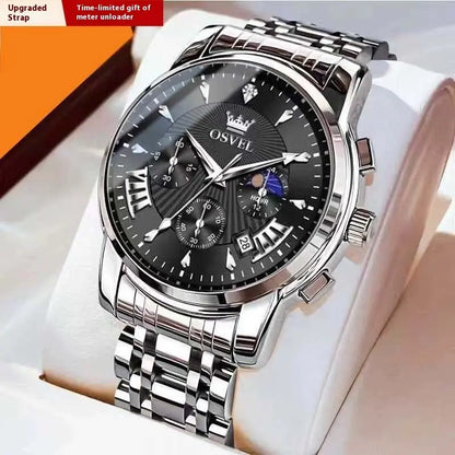 Men's Multi-functional Fashion Quartz Business Steel Belt Wrist Watch - Abysaz Kollectionz