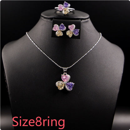 Clover Zircon Diamond Jewellery Set Women - Abysaz Kollectionz