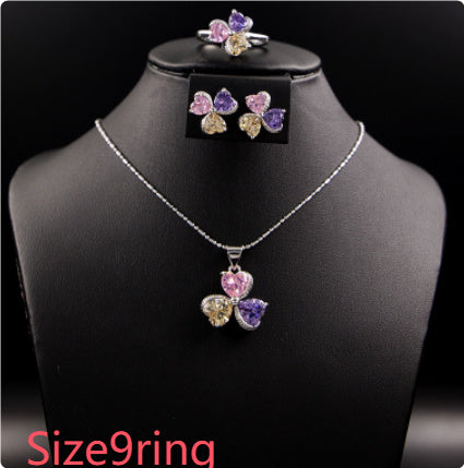 Clover Zircon Diamond Jewellery Set Women - Abysaz Kollectionz