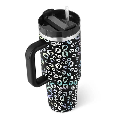 40 Oz Tumbler With Handle Straw Insulated, Stainless Steel Spill Proof Vacuum Coffee Cup Tumbler With Lid Tapered Mug Gifts For Valentine Lover Suitable For Car Gym Office Travel - Abysaz Kollectionz