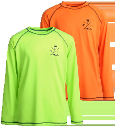 Boys' Rash Guard Shirt - 2 Pack Long Sleeve Swim Shirt (Size: 2T-18)