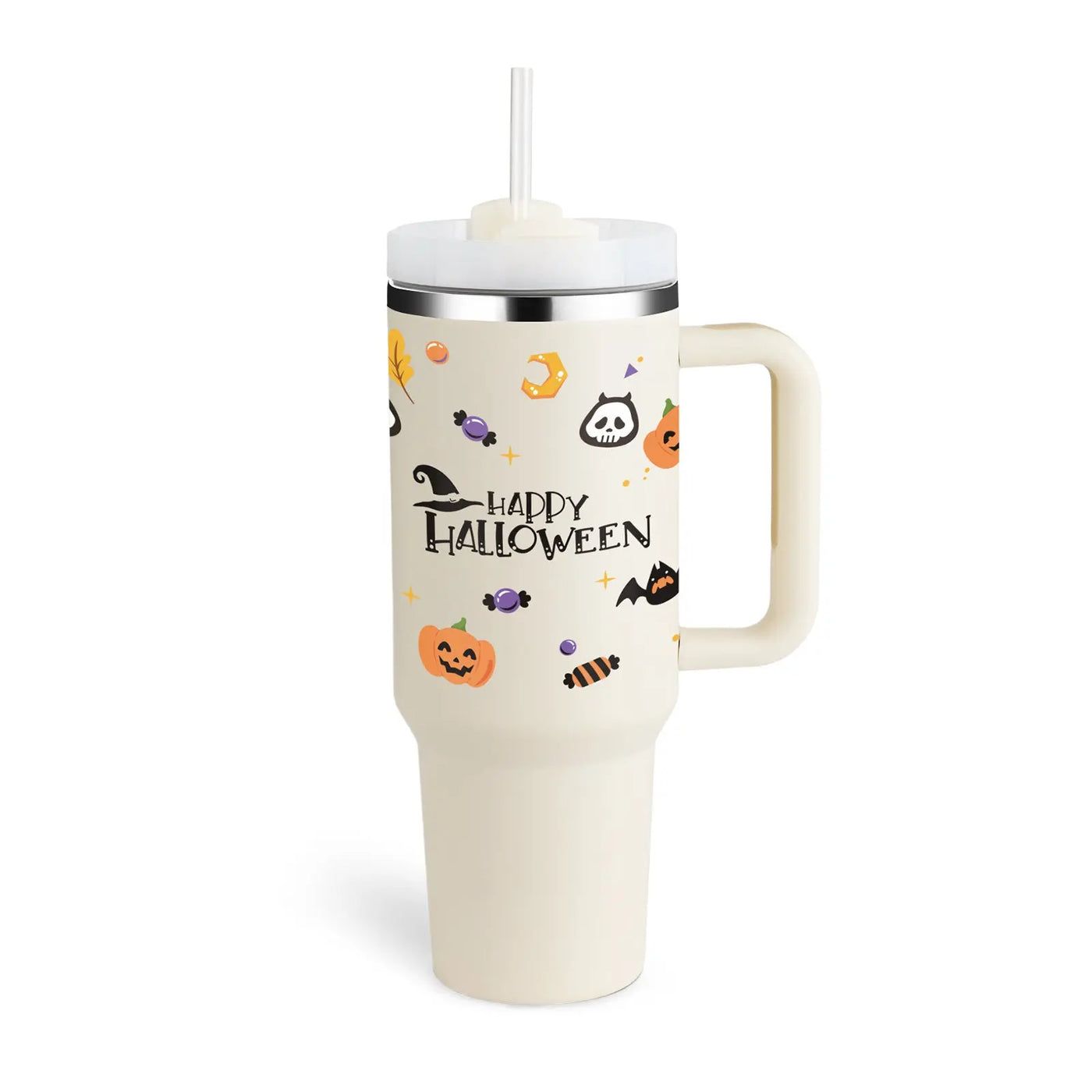 40 Oz Tumbler With Handle Straw Insulated, Stainless Steel Spill Proof Vacuum Coffee Cup Tumbler With Lid Tapered Mug Gifts For Valentine Lover Suitable For Car Gym Office Travel - Abysaz Kollectionz