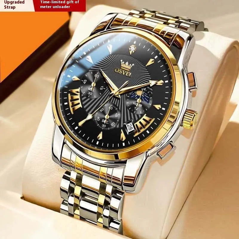 Men's Multi-functional Fashion Quartz Business Steel Belt Wrist Watch - Abysaz Kollectionz