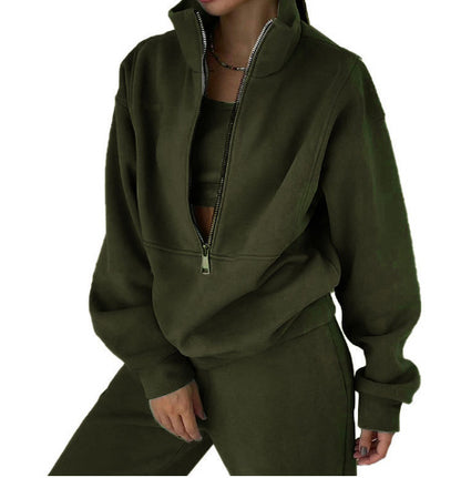 Women's Fashion Fleece Solid Color Sports Casual Suit Abysaz Kollectionz