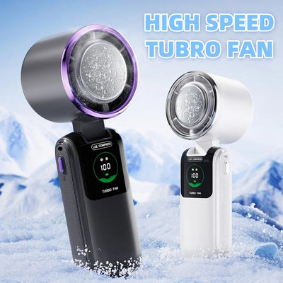 New Ice Pack High-Speed Handheld Eletirc Fan Speed Adjustable Folding Mini Fan Portable Outdoor Hanging Neck Small Fan Abysaz Kollectionz
