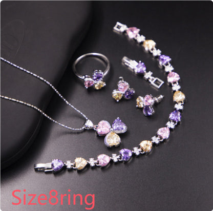 Clover Zircon Diamond Jewellery Set Women - Abysaz Kollectionz