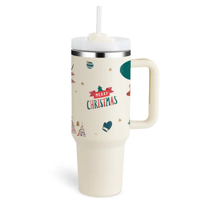 40 Oz Tumbler With Handle Straw Insulated, Stainless Steel Spill Proof Vacuum Coffee Cup Tumbler With Lid Tapered Mug Gifts For Valentine Lover Suitable For Car Gym Office Travel - Abysaz Kollectionz