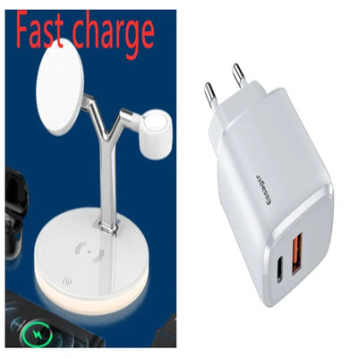 Compatible with Apple, 3 In 1 Magnetic Wireless Charger 15W Fast Charging Station For Magsafe Chargers - Abysaz Kollectionz