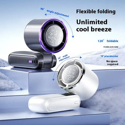 New Ice Pack High-Speed Handheld Eletirc Fan Speed Adjustable Folding Mini Fan Portable Outdoor Hanging Neck Small Fan - Abysaz Kollectionz