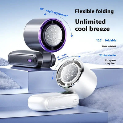 New Ice Pack High-Speed Handheld Eletirc Fan Speed Adjustable Folding Mini Fan Portable Outdoor Hanging Neck Small Fan - Abysaz Kollectionz