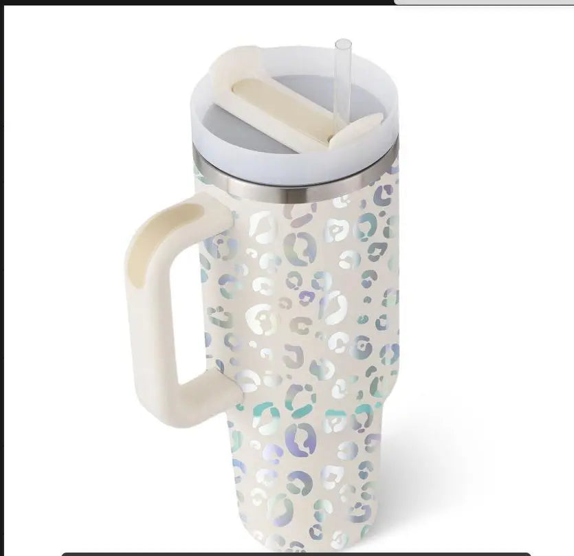 40 Oz Tumbler With Handle Straw Insulated, Stainless Steel Spill Proof Vacuum Coffee Cup Tumbler With Lid Tapered Mug Gifts For Valentine Lover Suitable For Car Gym Office Travel - Abysaz Kollectionz