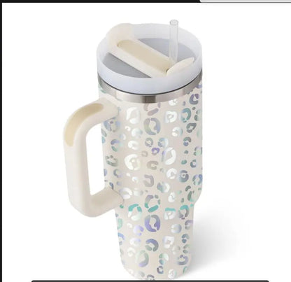 40 Oz Tumbler With Handle Straw Insulated, Stainless Steel Spill Proof Vacuum Coffee Cup Tumbler With Lid Tapered Mug Gifts For Valentine Lover Suitable For Car Gym Office Travel - Abysaz Kollectionz