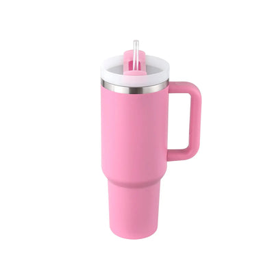 40 Oz Tumbler With Handle Straw Insulated, Stainless Steel Spill Proof Vacuum Coffee Cup Tumbler With Lid Tapered Mug Gifts For Valentine Lover Suitable For Car Gym Office Travel - Abysaz Kollectionz