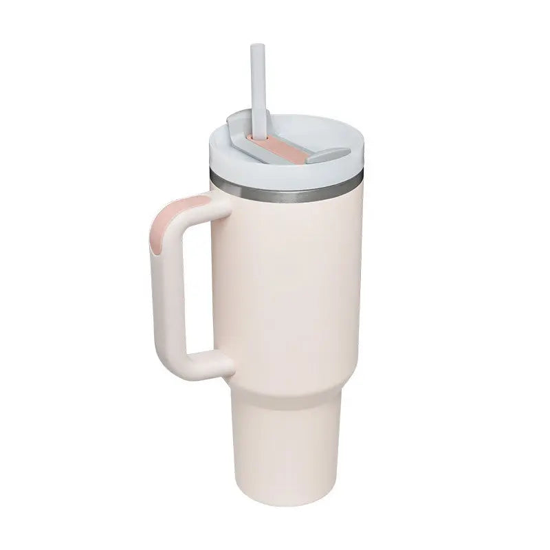 40 Oz Tumbler With Handle Straw Insulated, Stainless Steel Spill Proof Vacuum Coffee Cup Tumbler With Lid Tapered Mug Gifts For Valentine Lover Suitable For Car Gym Office Travel - Abysaz Kollectionz