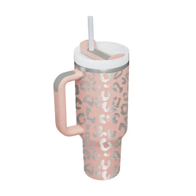 40 Oz Tumbler With Handle Straw Insulated, Stainless Steel Spill Proof Vacuum Coffee Cup Tumbler With Lid Tapered Mug Gifts For Valentine Lover Suitable For Car Gym Office Travel - Abysaz Kollectionz