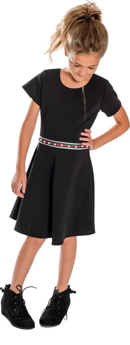 KIDS STRIPE DRESS with PEARLS
