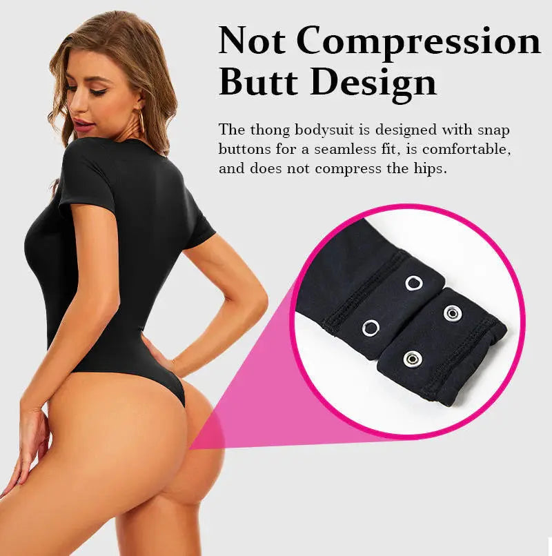 Women Second Skin Feeling Body Shaper Crew Neck Short Sleeve