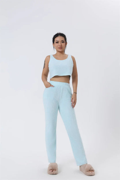 Cozy Pajama Set, 3 Piece Lounge Set, Cute Loungewear, Warm Suit Sets, Matching Set, Lounge Set, 3 Piece Pant Sets, Women Winter Dress - Abysaz Kollectionz