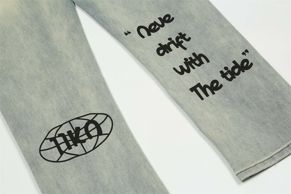 Printed Washed Worn Jeans Men - Abysaz Kollectionz