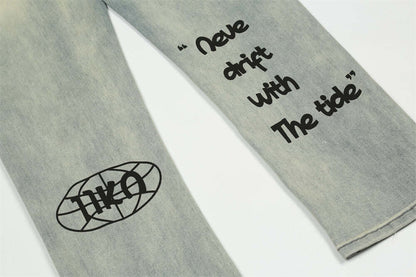 Printed Washed Worn Jeans Men - Abysaz Kollectionz